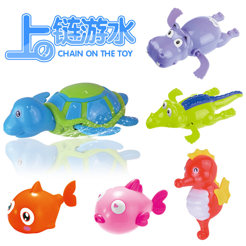 Juguete DE LOS NIÑOS pequeña tortuga relojería en la cadena natación cocodrilo Seahorse baño Baño Juguetes