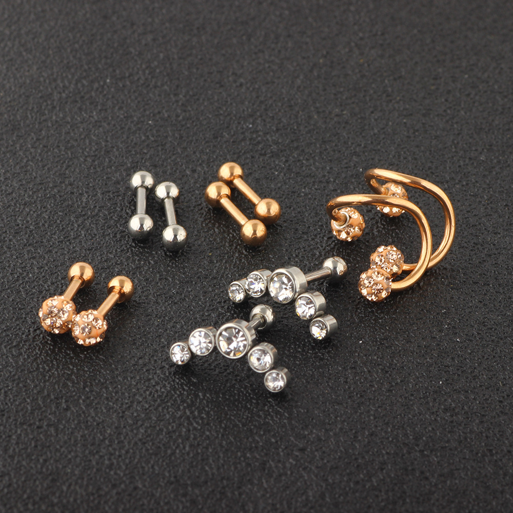 Heart Shape Stainless Steel Ear Stud Set - Ear Clip & Ear Bone Piercing Jewelry for Women Men detail image 15