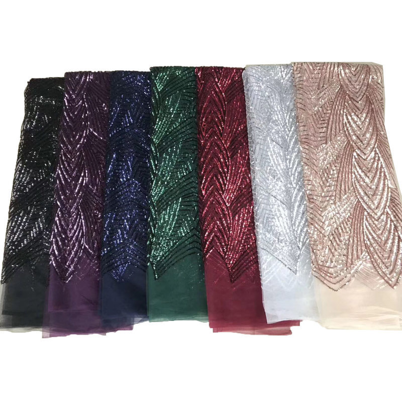 新款欧美晚礼服鱼尾设计网格刺绣亮片蕾丝面料CL63852高贵