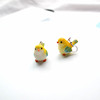 Realistic cute earrings, resin, ear clips, South Korea, wide color palette, sparrow, handmade