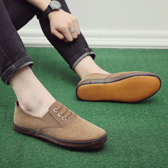 2024 spring and autumn new casual men's canvas rubber tendon sole casual shoes for middle-aged and elderly non-slip breathable shoes wholesale