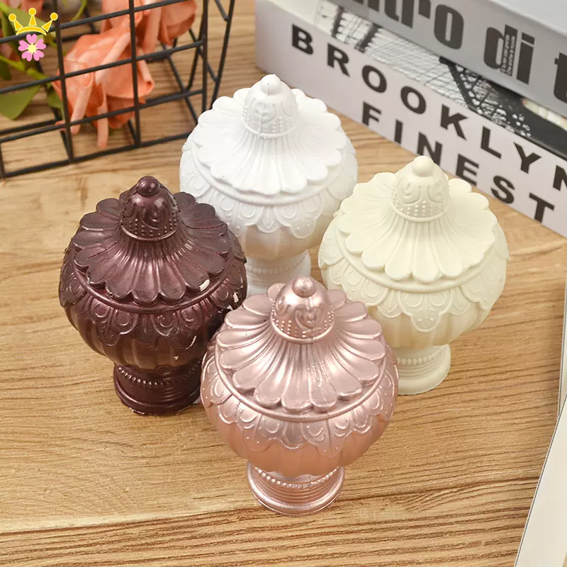 厂家直销吹塑吉祥花头窗帘杆罗马杆装饰头装饰窗帘配件封头堵头