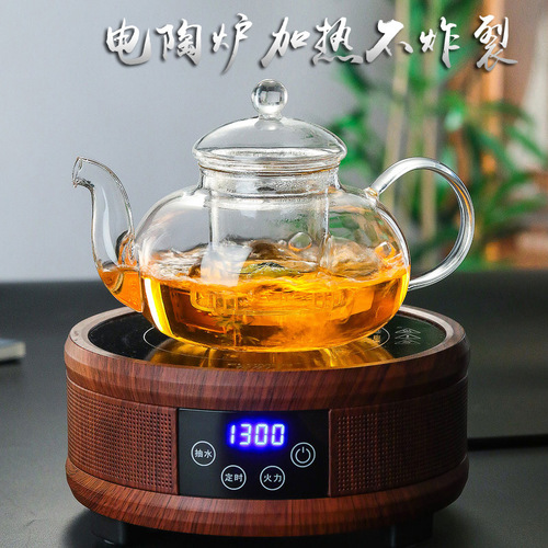 Manufacturer wholesale thickened high borosilicate glass flower teapot set high temperature resistant glass teapot filter kungfu tea set