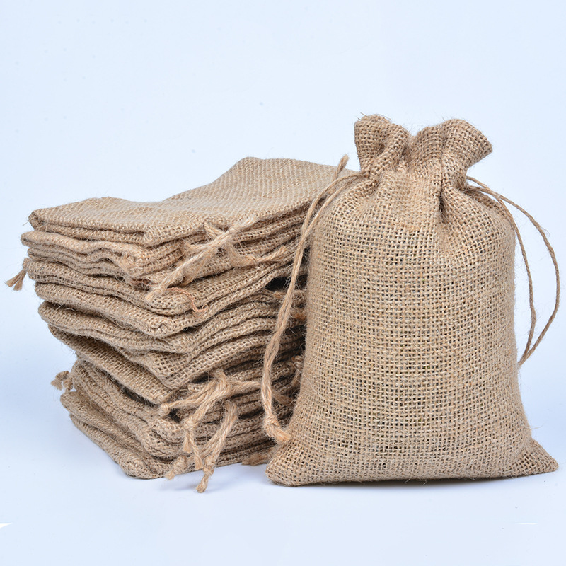 黄麻束口袋 黄麻工艺礼品坚果束口包装麻布抽绳袋 粗麻布袋批发