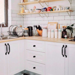 American black handle modern minimalist European style cabinet door furniture handle wardrobe drawer single hole invisible small handle