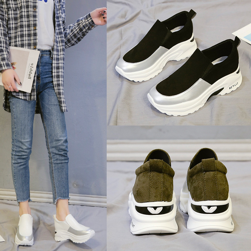 2019 Spring new pattern Women's Shoes Korean Edition Versatile Muffin The thickness of the bottom Lok Fu shoes wholesale Flat bottom leisure time The increase in Women's Shoes