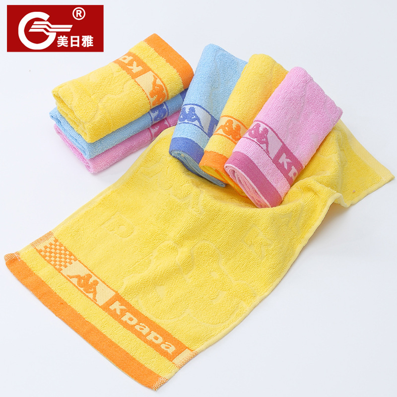 廠家直銷純棉提花靠背兒童毛巾 商場超市斷檔字母潔面巾批發