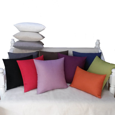 抱枕靠垫 家用纯色麻抱枕套 12色汽车抱枕外套 抱枕定制尺寸|ms