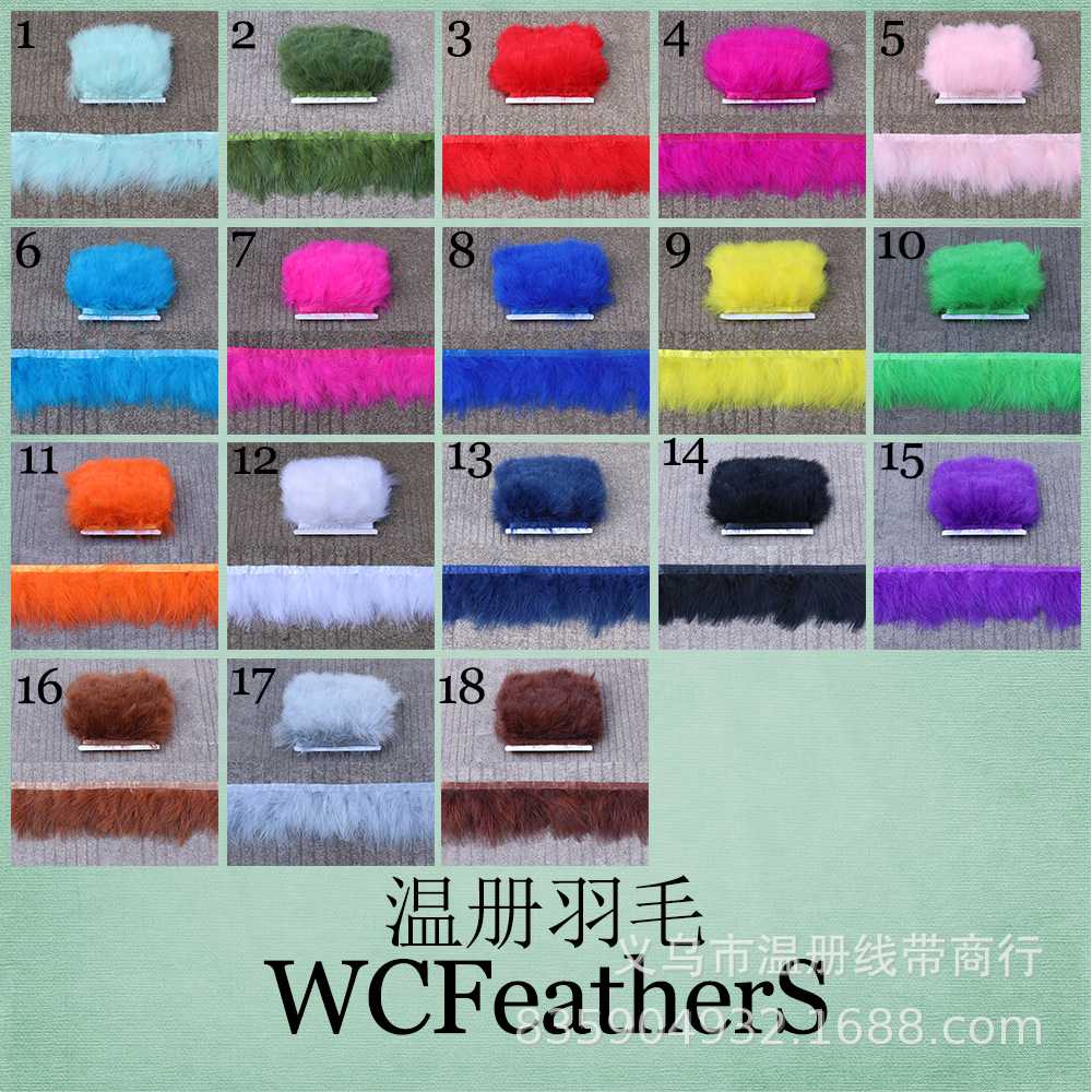 温册羽毛供应各色火鸡毛血管绒布边服装鞋帽线衣配羽毛咖啡色现货详情图4