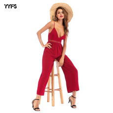 summer new solid color loose jumpsuit NSYYF61517