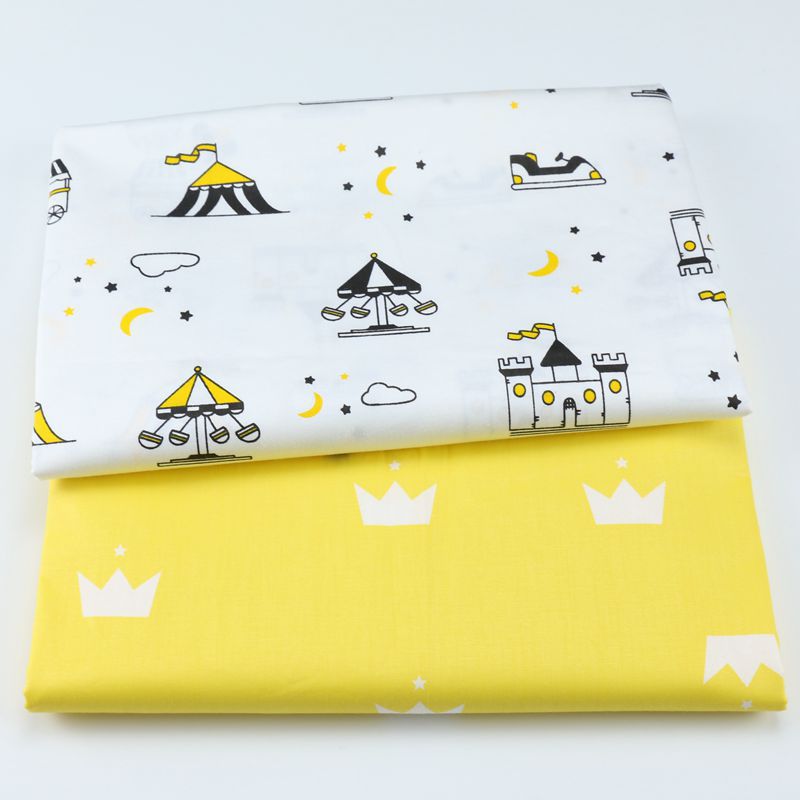 卡通皇冠城堡布料 欧式纯棉印花面料 儿童床品宝宝褥套被套布批发