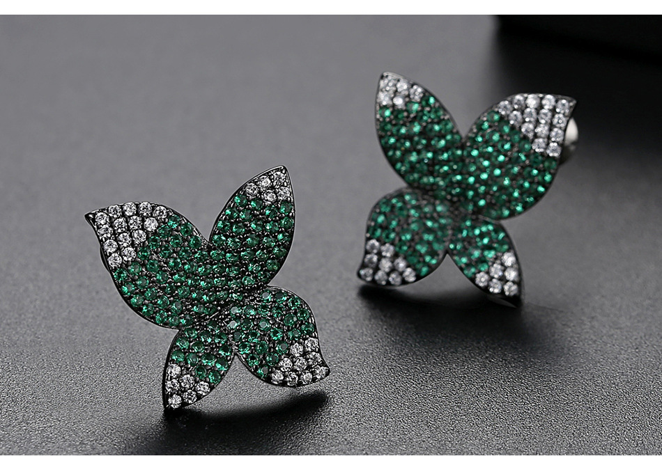 Fashion Studs Fashion Korean New Floral Lady Copper Inlaid Zirconium Earrings Wholesale display picture 4