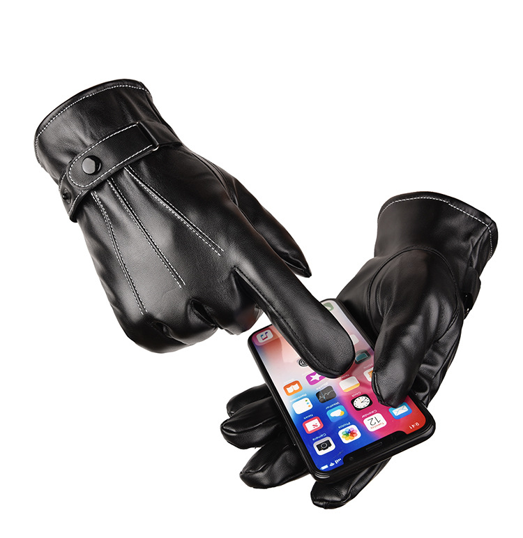 Guanti invernali da uomo in PU con touchscreen: antivento, impermeabili, foderati in pile, per ciclismo all'aperto e spostamenti quotidiani_voghion.com