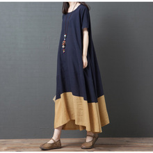 女夏装新款2022韩版宽松大码女装时尚舒适短袖长款连衣裙