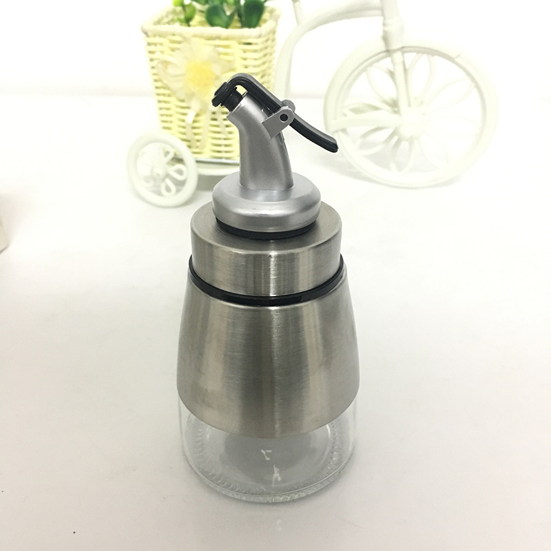 Glass oil dispenser for home use stainless steel