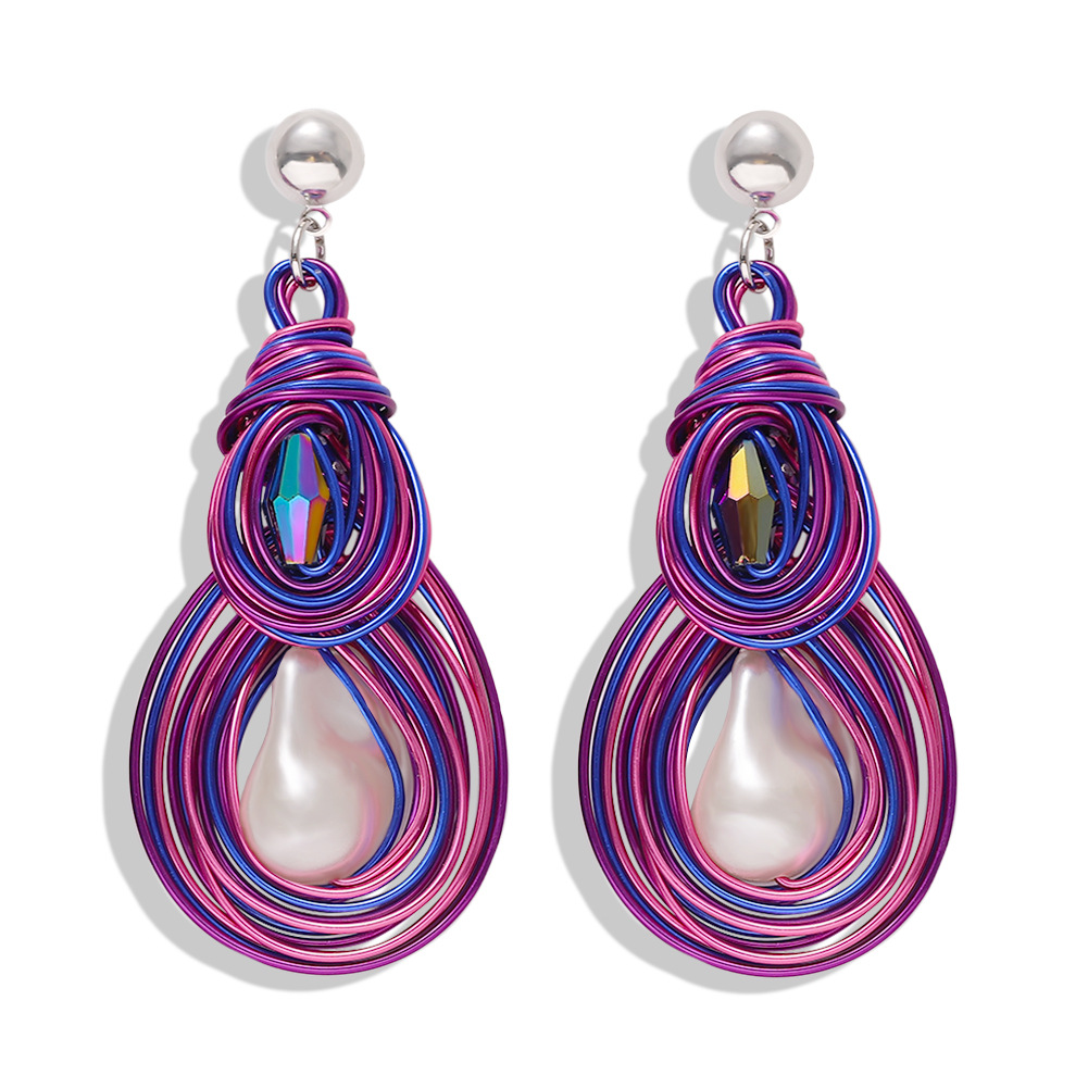 Alloy Gems Shaped Pearl Earrings Fashion Earrings Accessories Women&#39;s Earrings Wholesale display picture 3