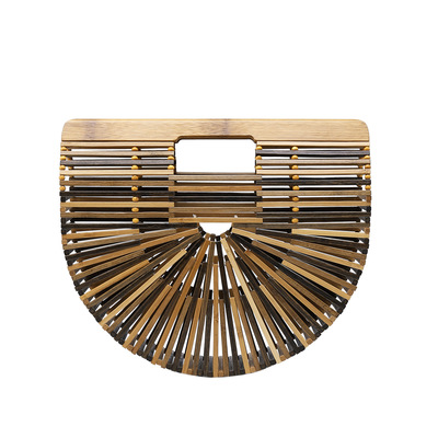 2019夏季歐美風半圓竹編包包手提镂空街拍度假沙灘包