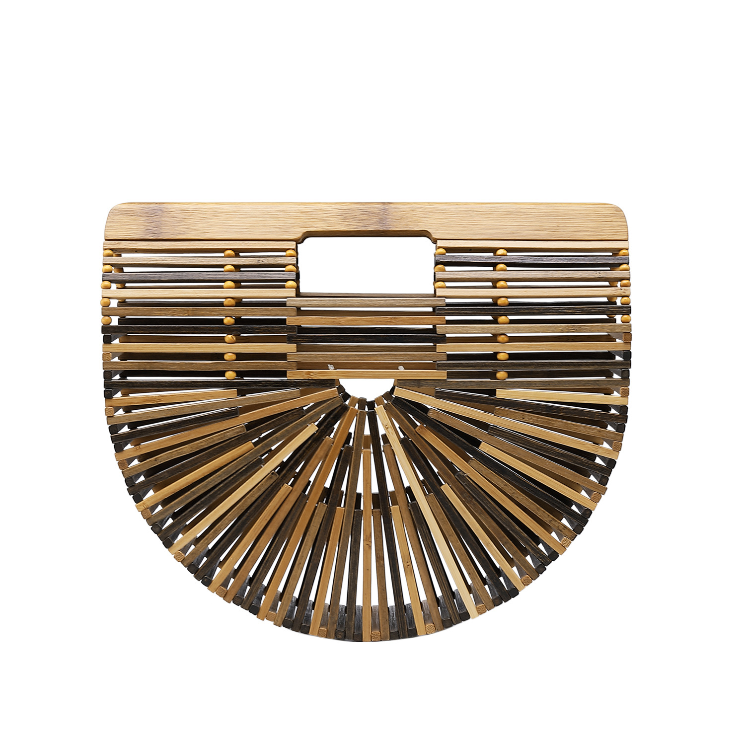 2019夏季歐美風半圓竹編包包手提镂空街拍度假沙灘包