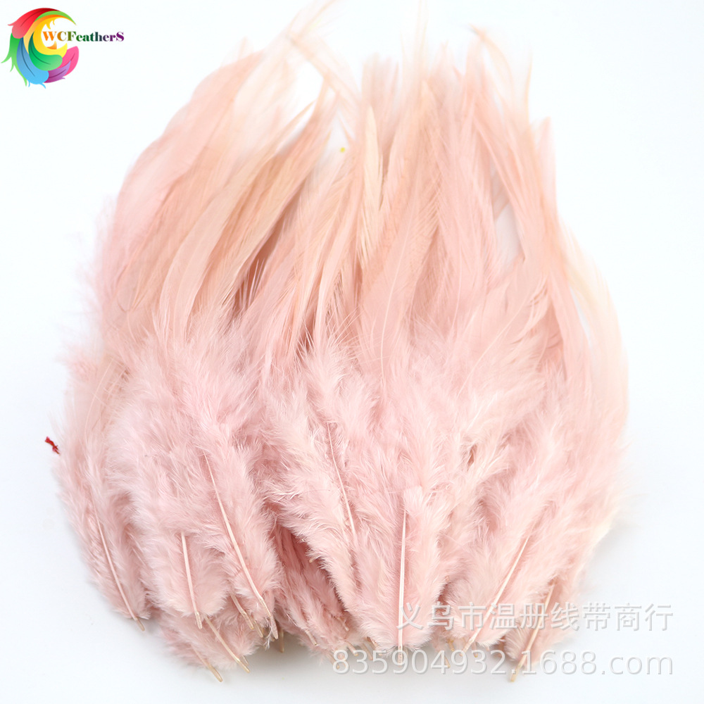 温册羽毛现货批发自然色青芦花尖8-16cm50根一套黑白条花鸡毛详情图13
