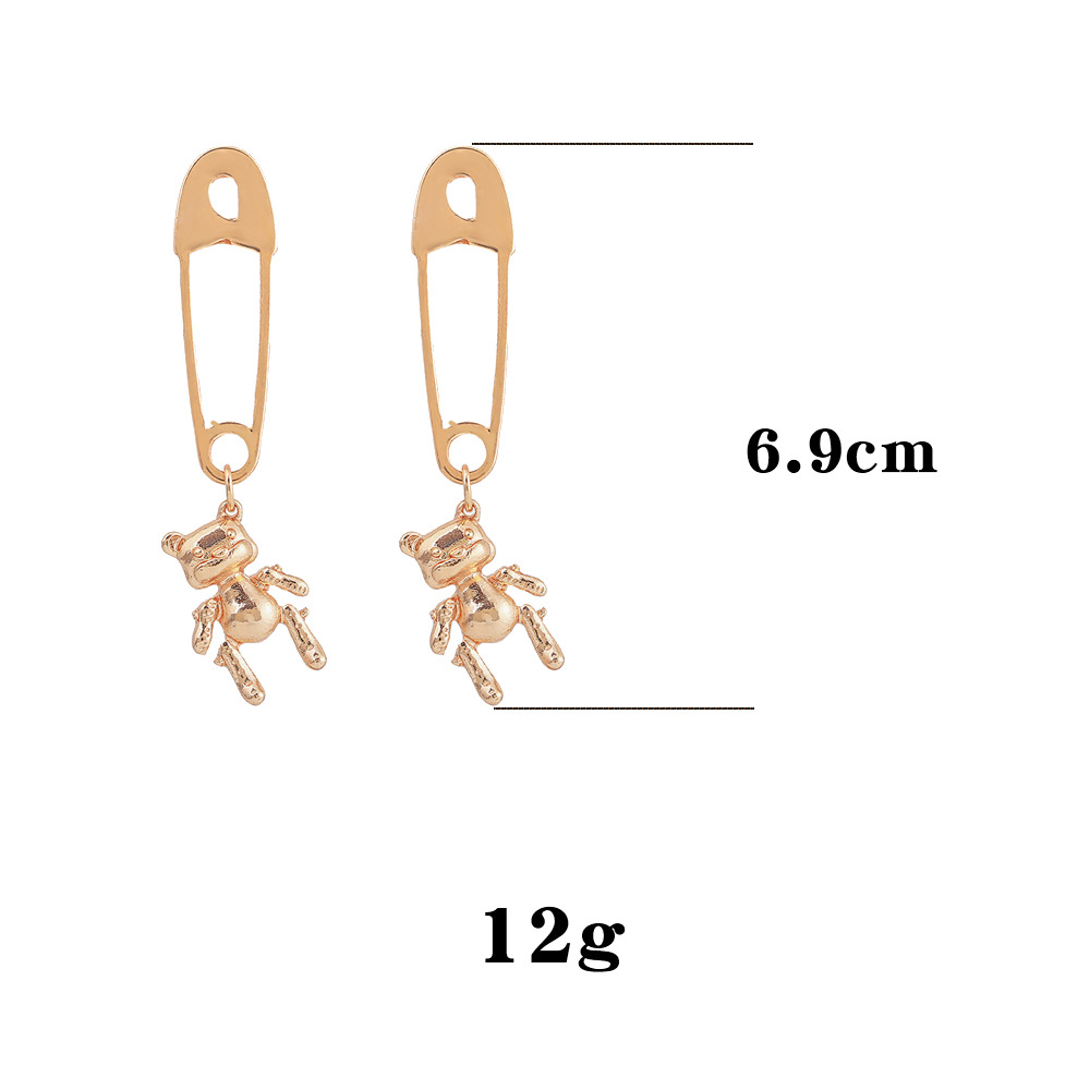 Creative New Earrings Brown Bear Exaggerated Pin Earrings Bear Earrings Wholesale Nihaojewelry display picture 2