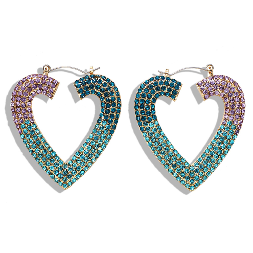 Fashion Alloy Diamond Heart Earrings display picture 13