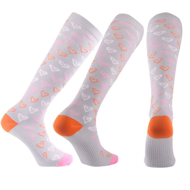 跨境新款男女长筒压力袜亚马逊心形运动压缩袜Compression socks