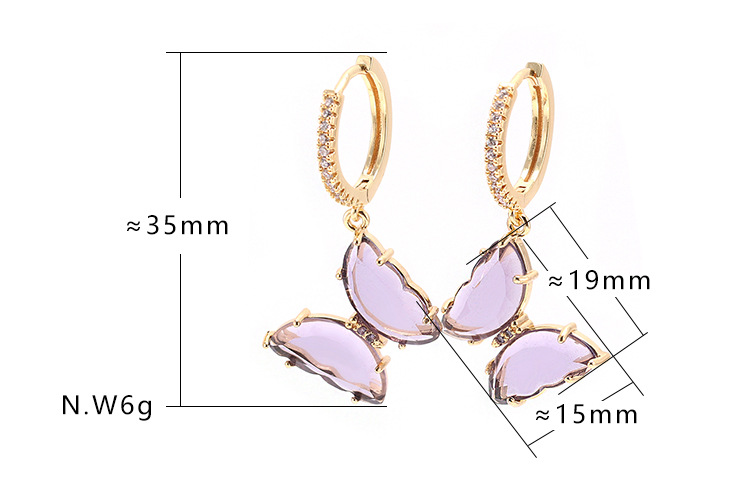 Pendientes De Mariposa De Cristal De Diamantes De Moda Al Por Mayor display picture 1