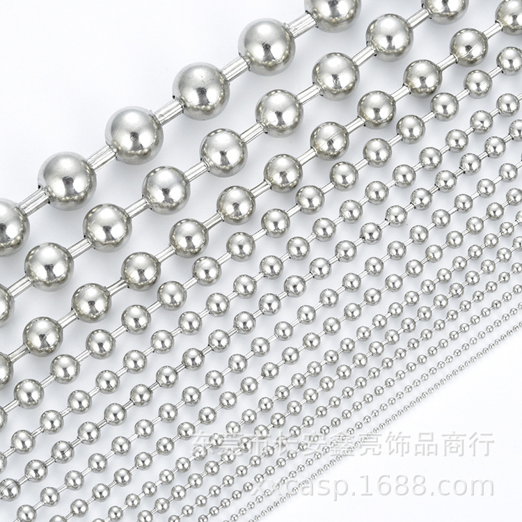 Cadena de cuentas de acero inoxidable 304 316, cadena de cuentas onduladas de 1.0MM a 12.0MM en stock, precio de fábrica, venta directa, cadena para joyería DIY