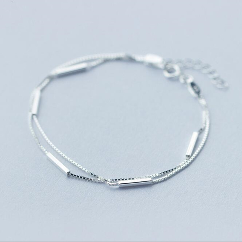 Elegant One Line Round Stick Bracelet For Women Double Layer_voghion.com