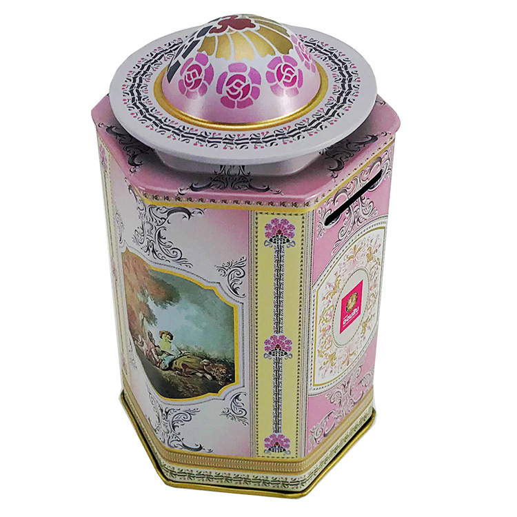 制罐厂直销批发金属马口铁茶叶储存罐糖果六角铁罐饼干铁盒