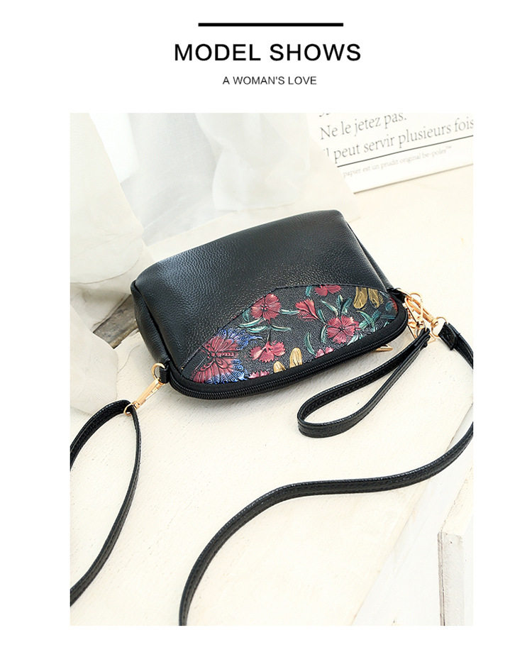 Women's Mini Pu Leather Flower Fashion Embroidery Round Zipper Crossbody Bag display picture 13