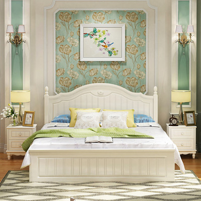 田园韩式简约床现代公主床1.5m1.8米气动高箱储物双人床床批发