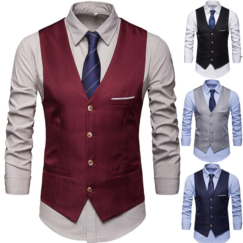 New suit waistcoat men's best man group Dress Vest business casual suit men's waistcoat Korean slim waistcoat