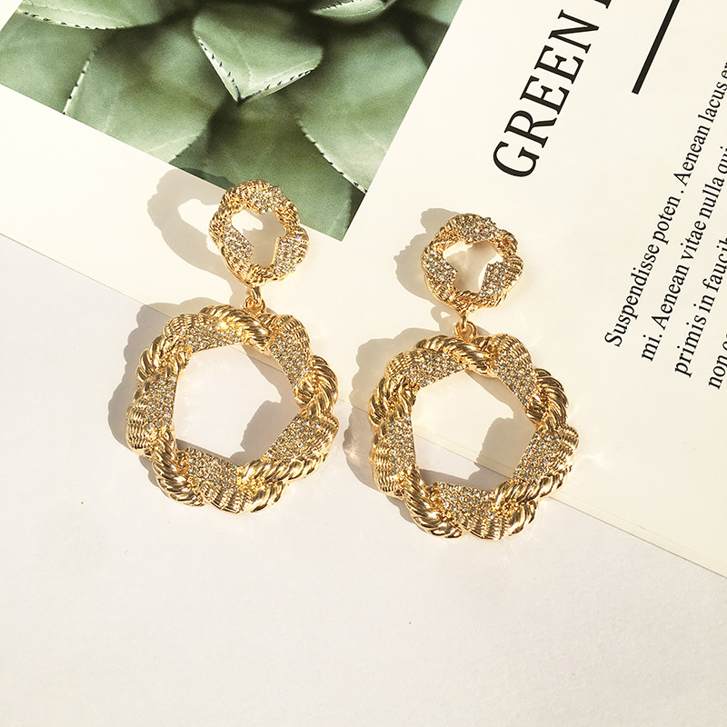 Fashion Geometric Alloy Plating Artificial Rhinestones Earrings 1 Pair display picture 6
