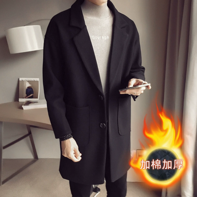 Деми-сезонное длинное trench coat, цветное шерстяное пальто, 2019 год, оверсайз, корейский стиль, плюс размер