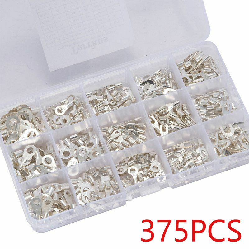 跨境专供eBay爆款375pcs盒装Y型O型U型OT接线鼻 铜鼻子