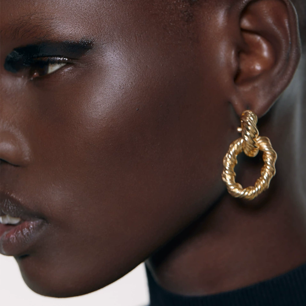 Креативные трехмерные металлические серти earrings, европейский стиль, оптовая продажа