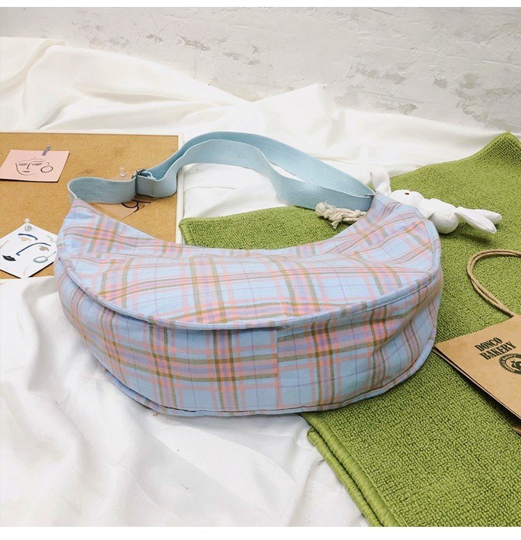 Fashion Small Fresh Plaid Canvas Shoulder Soft Cute Girl Student Messenger Bag display picture 15