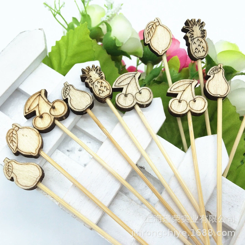 Одноразовые Фруктовый Знак Бамбук Фруктовый Знак Вилка Коктейль Знак Милая Зубочистка Цветочный Знак Творческий Один Клык Пользовательский Знак