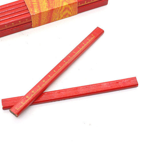 木工铅笔带刻度 扁平记号铅笔 八角木工铅笔黑色粗心 DIY手动工具