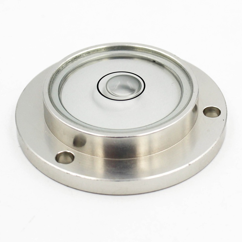 HACCURY金属水平泡水准泡圆金属水泡带底座安装孔法兰盘水平仪55