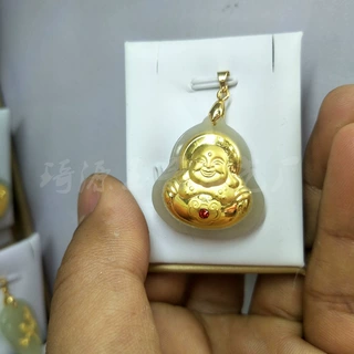 A货和田玉金镶玉挂件玉吊坠玉器
