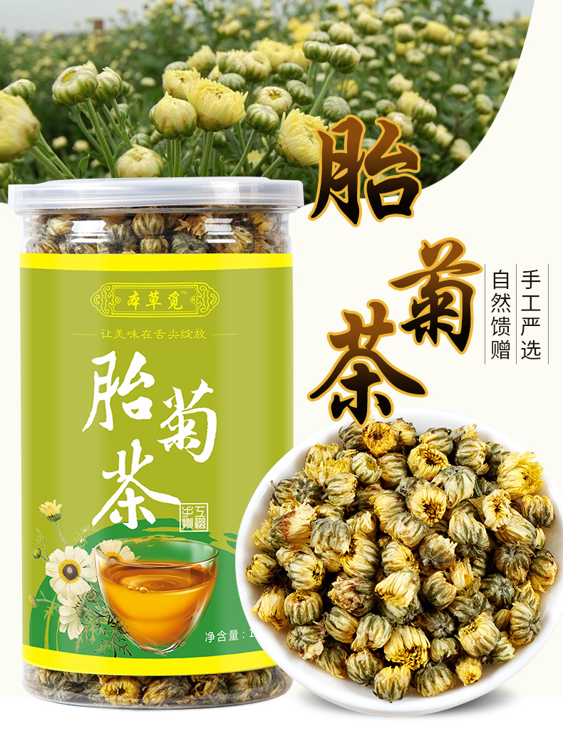 Tai Ju Chrysanthemum Tea (Chrysanthemum morifolium) — Dried Flower Buds, 100g Loose Leaf overview