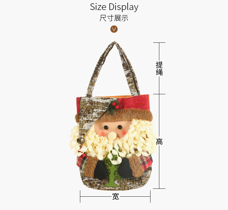 New Christmas Decoration Supplies 19 Imitation Bark Gift Bag Creative Three-dimensional Elderly Snowman Deer Gift Bag display picture 2