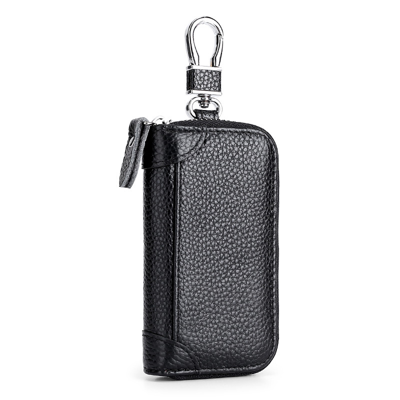 Caja de llave de cuero genuino Cremallera de los hombres al por mayor multifuncional caja de la llave del coche Personalización de llavero de cuero genuino de negocios de las mujeres