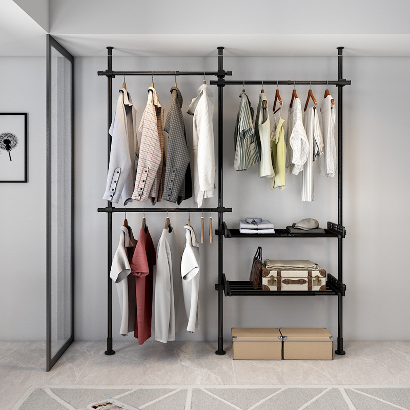 Suministro de fábrica de piso de pie ropa percha portátil simple abrigo rack hogar piso de pie percha de ropa retráctil