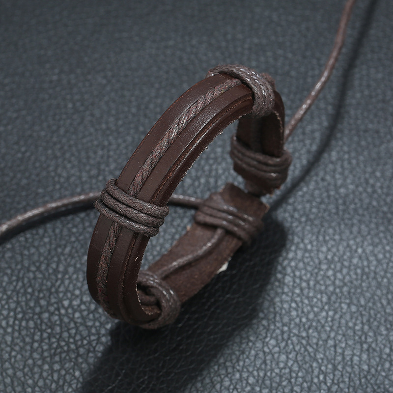 New retro leather bracelet simple woven leather bracelet wholesale