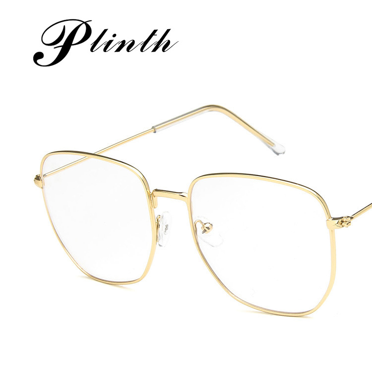 Ni Ni and Wu Lei's Same Style Eyeglass Frames 2019 New Polygonal Metal Irregular Plain Lens Large Frame Glasses