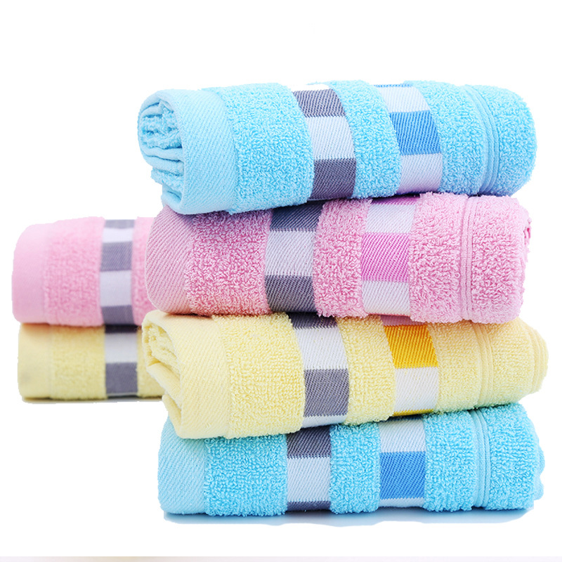 高阳厂家直销纯棉毛巾 丝带格子33*73cm礼品广告毛巾定制LOGO