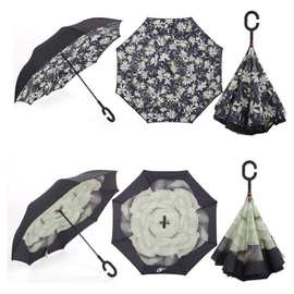 专业印制企业LOGO 创意双层反向型太阳伞 自动晴雨伞礼品伞